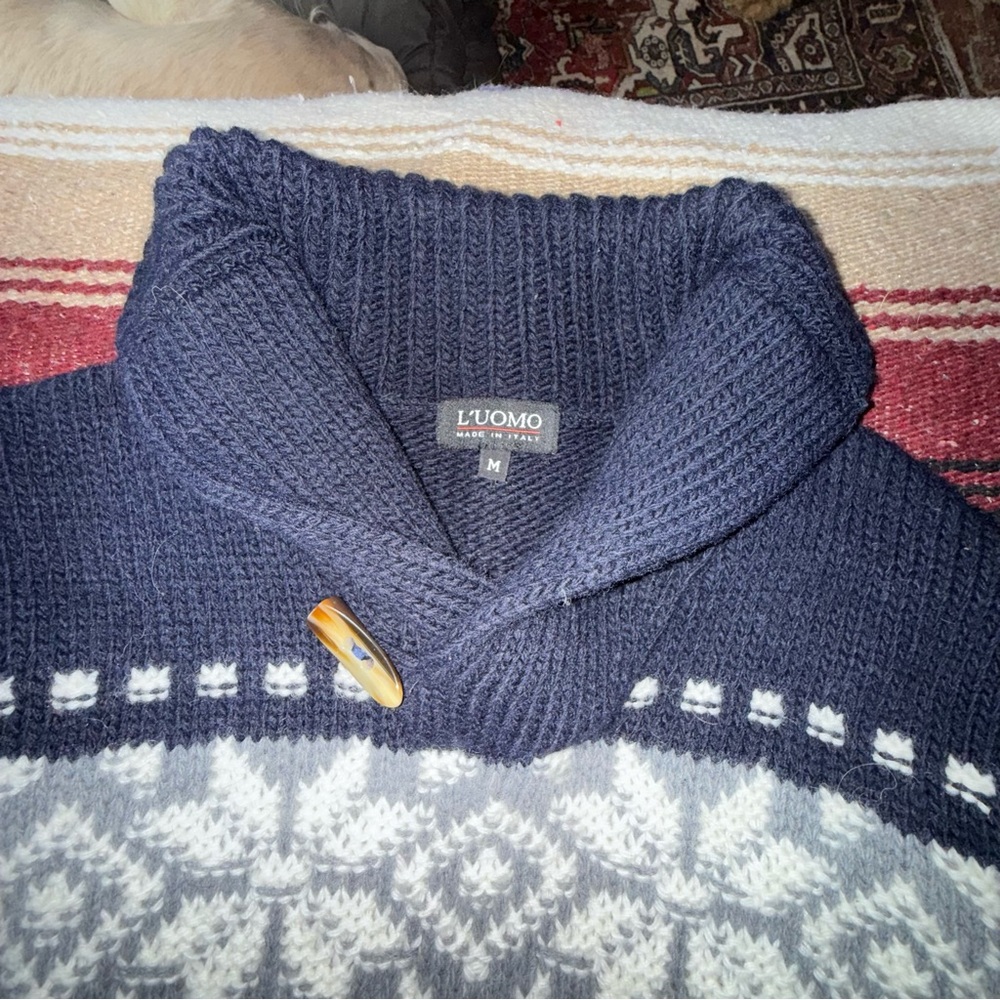 L’uomo Vintage Wool Blend Men's Cardigan Sweater Made in Italy - Picture 2 of 4